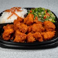 Spicy Chicken Popper Lunch Box · Spicy chicken popper with 2 sides you chose