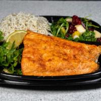 Poached Salmon Lunch Box · Poached salmon with 2 sides you chose