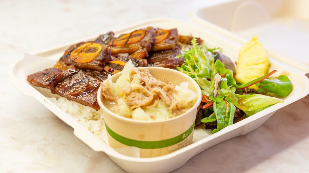 Ohana Meal Pack · Choice of 2 Hot Entrées: Kalua Pig & Cabbage, Chicken Long Rice, Beef Stew or Pastele Stew or Tripe Stew, Pork Adobo, Shoyu Chicken, Laulau (3pcs), or Salt meat w/ Watercress Served with 1 lb of Poi, Sweet Potatoes, and Haupia.