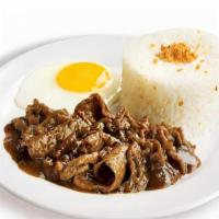 Tapsilog Breakfast · Marinated beef. Served with garlic fried rice and eggs.