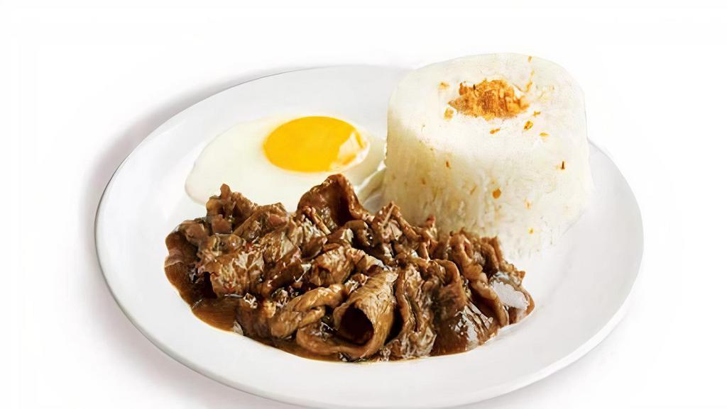 Tapsilog Breakfast · Marinated beef. Served with garlic fried rice and eggs.