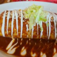 5018. California Burrito · Burrito with carne asada, french fries, cheese, guacamole, and sour cream.