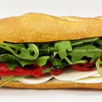 Mozzarella Sandwich · With roasted red peppers, arugula and balsamic glaze