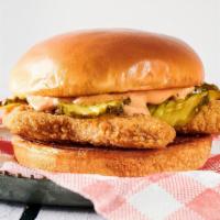 Incogmeato™ Cheeky Chik’N (Plant-Based) · Incogmeato™ Plant-Based Fried Chik’n Tenders, bread & butter pickles, and Cluck Sauce* on a ...