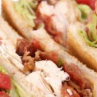 Chicken Club · Grilled chicken, bacon, lettuce, tomatoes, cheese.