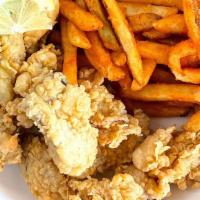 Fried Oyster Basket (10) · Crispy, fresh oysters deep fried and seasoned. Served with your choice of fries