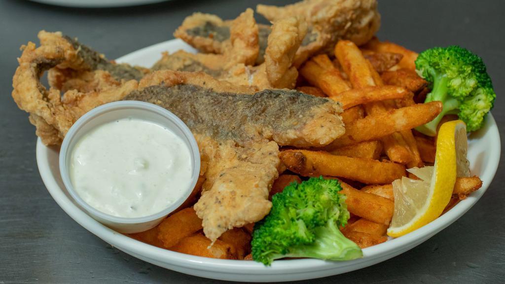 Fried Whiting Fish Basket (2) · 2 crispy, fresh whiting fish filets deep fried and seasoned. Served with your choice of fries