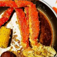 King Crab Legs (1Lb) · 1 lb fresh king crab legs tossed in flavorful seasoning and spice of choice. Served with cor...