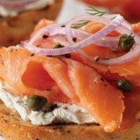 Classic Nagle · Sliced Smoked Salmon, Plain Cream Cheese, Capers, Tomato, Red Onion