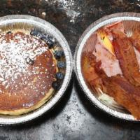 Pancake Combo · Two pancakes, two eggs, two sausages and two bacon.