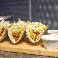 Tacos · Three soft or hard tacos served with sour cream and pico de gallo your choice of protein: st...