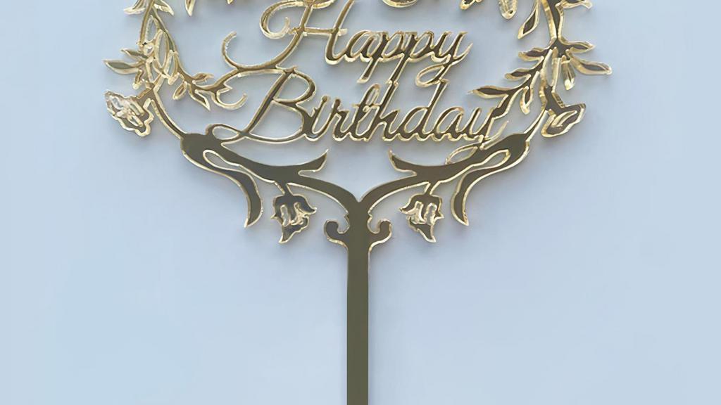 Happy Birthday (Gold) · Cake Topper: Height: 4.5 inches - Width: 6 inches