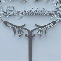Congratulations (Silver) · Cake Topper: Height: 4.5 inches - Width: 6 inches