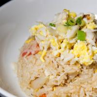 Crab Meat Fried Rice · Lump crab meat, egg, tomato and onion.