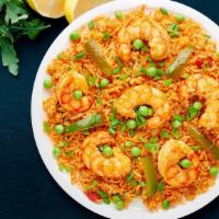 Fb'S Shrimp Biryani · Flavorful basmati rice with biryani spices, herbs and minced shrimp