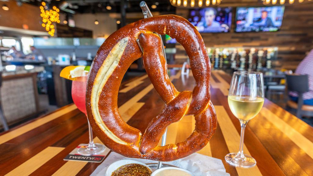 Giant Bavarian Soft Pretzel · Beer cheese and spicy brown mustard