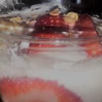 Low-Fat Vanilla Yogurt · With granola and fruit.