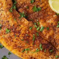 Fried Fish · Boneless fish marinated with masala and fried until crisp. Served with White sauce. (half po...