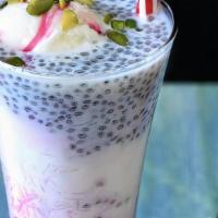 Falooda · Our falooda is made with rose syrup, jelly pieces, sweet basil seeds, vermicelli noodles, mi...