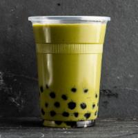 Matcha Milk Bubble Tea · Matcha milk bubble tea with tapioca pearls. Made with oat milk.
