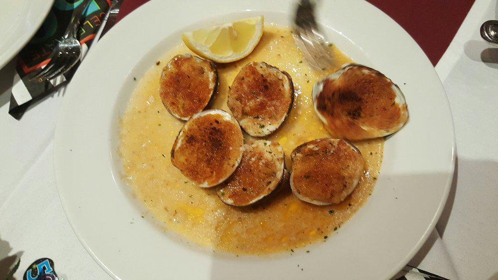 Baked Clams Oreganata · Whole littleneck clams, seasoned bread crumbs.