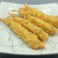 Shrimp Tempura · Deep-fried shrimp (four pieces).