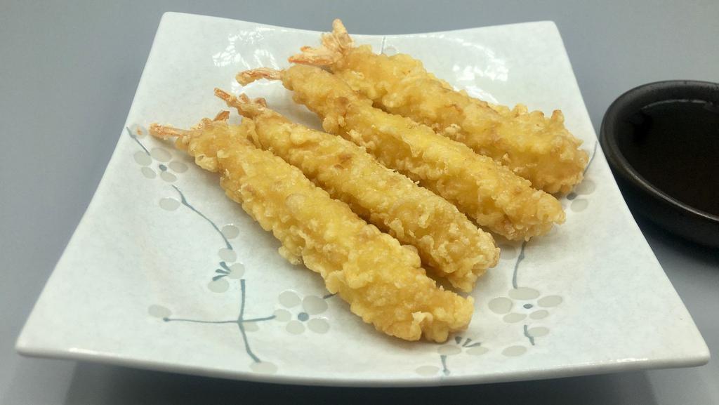Shrimp Tempura · Deep-fried shrimp (four pieces).
