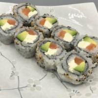 Philadelphia Roll (Raw) · Sushi rice, seaweed, salmon, avocado, cream cheese, sesame seed.