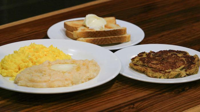 3 Eggs With Salmon Cake · Served with choice of homefries or french fries or salad and toast.