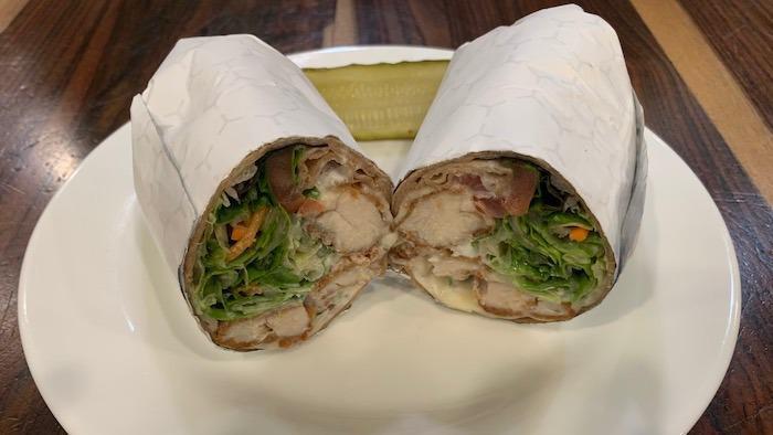 Crispy Chicken And Swiss Wrap · Lettuce, tomato and honey mustard.