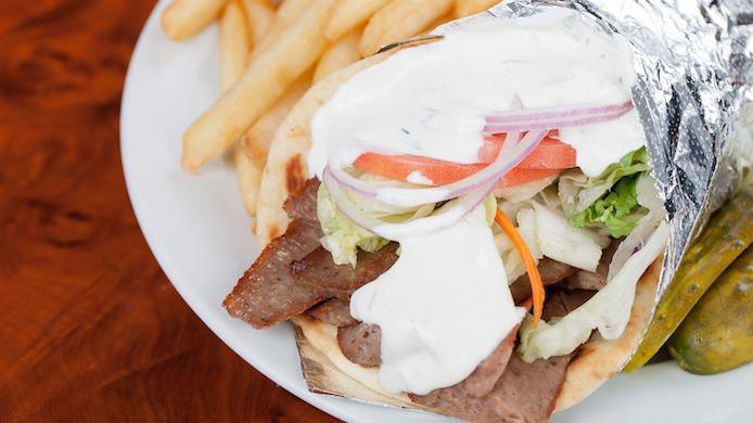 Gyro Special · Gyro sandwich with side of fries.