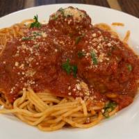 Spaghetti With Meatballs · Spaghetti topped with 3 homemade meatballs.