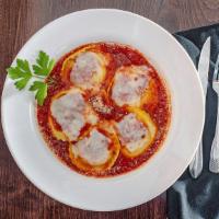 Baked Cheese Ravioli · Served with salad and bread.