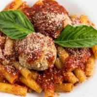 Pasta With Meatball · Choice of pasta smothered in our hearty tomato sauce and homemade meatballs. Grated parm. Ca...