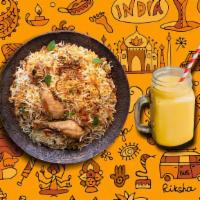 Chicken Biryani Peshawari & Yogurt Mango Shake · Long-grained rice flavored with exotic spices, such as saffron, is layered with chicken serv...