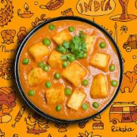 Peas & Paneer · Fresh cottage cheese and peas cooked with herbs and spices, served with a side of aromatic b...