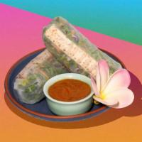 Vegetable Spring Roll (4Pc) · Cabbage, carrots, and glass noodles in a crispy pastry roll. Served with dipping sauce.