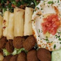 Mixed Appetizers Hot · Cheese rolls, falafel, French fries.