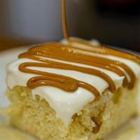 Tres Leches Cake · A firm yet moist vanilla pound cake covered with a delicious combination of milk and freshly...