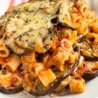 Baked Ziti With Eggplant · Ziti with freshly baked eggplant Davinci's famous sauce and mozzarella cheese and Parmigiano...