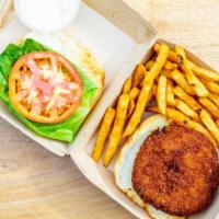 Crab Cake Sandwich · (Tartar Sauce )  served on kaiser roll lettuce & sauce and 
you can apply tomato or onion. 
...