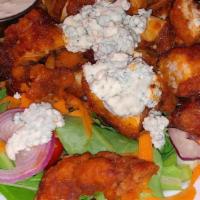 Buffalo Chicken Salad · Cherry tomatoes, red onions, carrots, celery, Blue cheese crumbles, garden greens. (Suggesti...