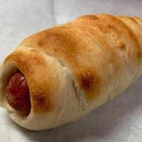 Hot Dog · Beef Hot Dog wrapped in Pizza Dough and American Cheese