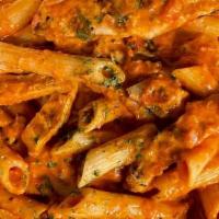 Penne Ala Vodka · A Best-Selling Pasta Dish! Penne-Pasta cooked in our tasty Vodka & Cream Sauce. Made Fresh t...