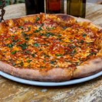 Pizza Arrabbiata · Mozzarella and spicy garlic tomato sauce.