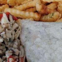 Grilled Chicken Wrap · Served with french fries