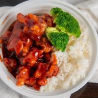 General Tso'S Chicken · Spicy. Chunk of tender chicken meat slightly fried breaded cook with brown spicy sauce, circ...