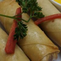 Crispy Spring Roll · Crispy vegetable spring rolls with cabbage, carrot, taro root glass noodles served with plum...