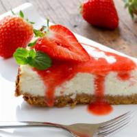 Strawberry Cheesecake · Creamy, rich NY-style cheesecake with a sweet, strawberry topping.