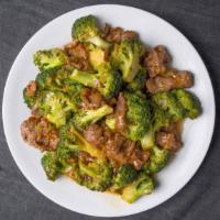 Beef With Broccoli · Served with steamed rice.